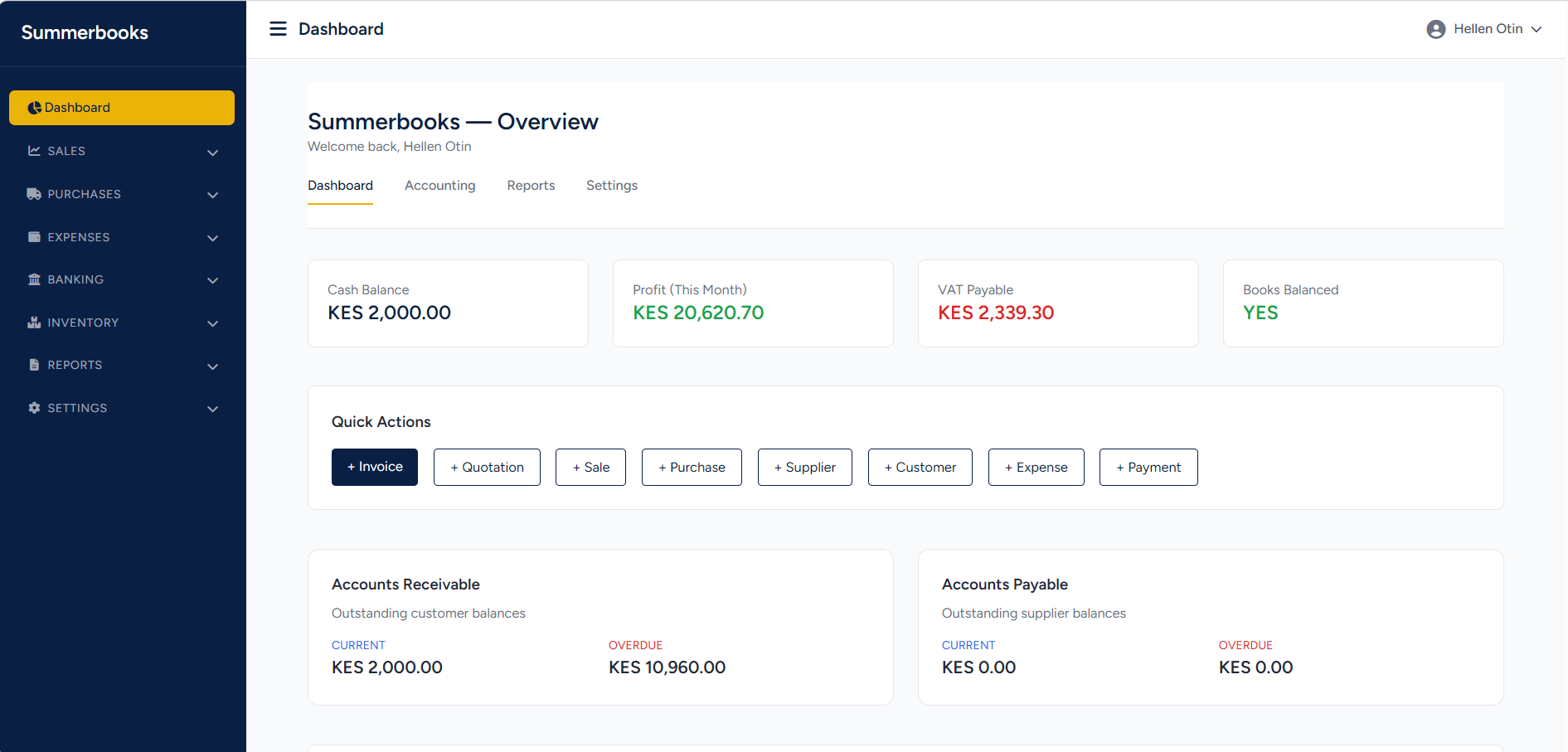 SummerBooks Dashboard Preview